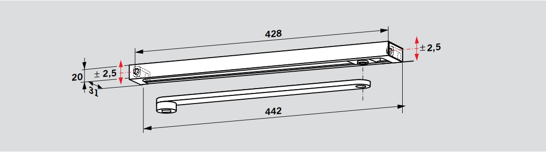 Dorma TS92, Σούστα επαναφοράς πόρτας με ρυθμιζόμενη δύναμη 2-4 για εσωτερικές πόρτες έως 110cm